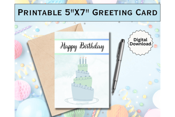 Download Birthday Greeting Card Printable Blue - Premium Resources