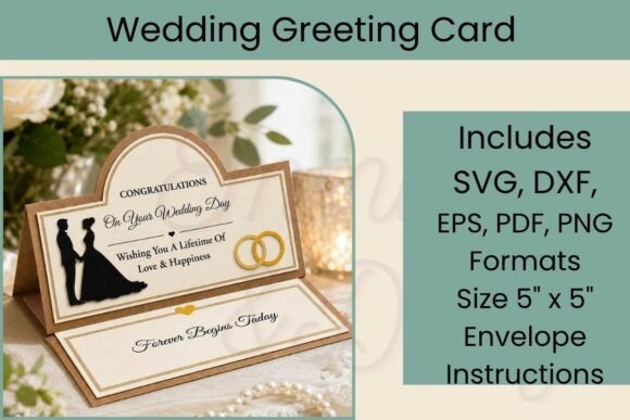 Download 3D Easel Wedding Card SVG Template - Wedding Collection