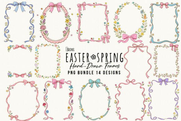 Download Easter Spring Hand-Drawn Frame Bundle - Hand Collection